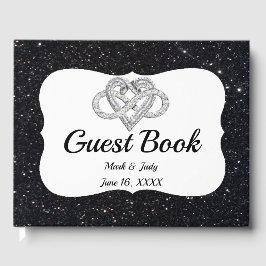 Black Glitter Infinity Heart Guestbook Gästböcker