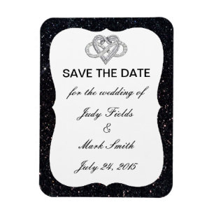 Black Glitter Infinity Heart Spara datum magneter