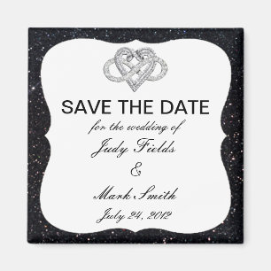 Black Glitter Infinity Heart Spara datum magneter