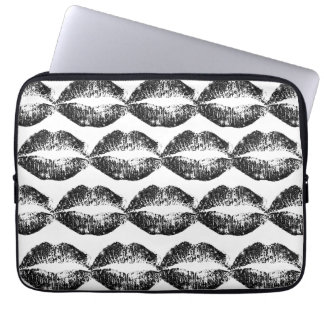 Black Glitter Läppar Laptop Fodral