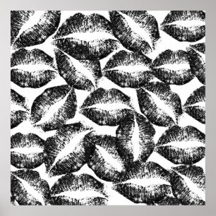 Black Glitter Läppar Poster