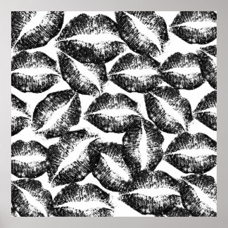 Black Glitter Läppar Poster