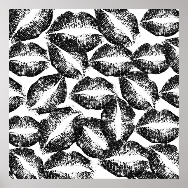 Black Glitter Läppar Poster (Framsidan)