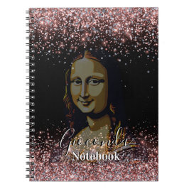  Black Glitter Leonardo Da Vinci Gioconda Anteckningsbok