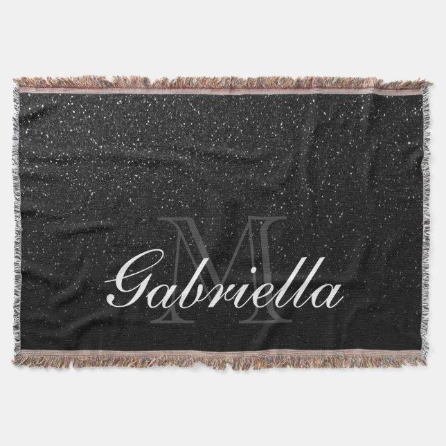 Black Glitter Monogram Filt (Framsidan)