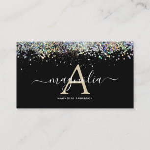 Black Glitter Monogram Gnistra Visitkort