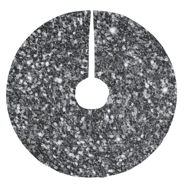 Black Glitter Mönster Julgransmatta Borstad Polyester (Framsidan)