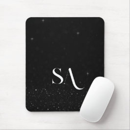 Black Glitter Mousepad med Anpassningsbar Initiale Musmatta