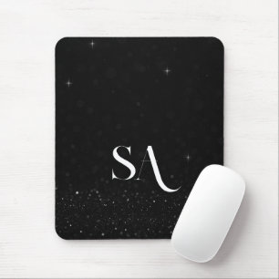 Black Glitter Mousepad med Anpassningsbar Initiale Musmatta