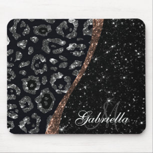 Black Glitter och Leopard Print Musmatta