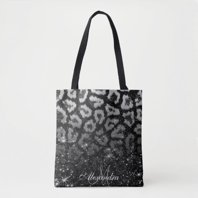 Black Glitter och Leopard Print Tygkasse (Framsida)