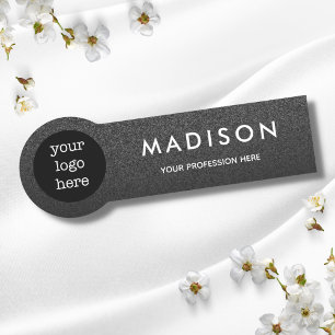 Black Glitter Ombre Employee Namn Logotyp Badge Namnbricka