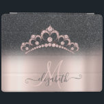 Black Glitter Ombre Ro Guld Tiara Diamonds iPad Skydd<br><div class="desc">Elegant svart glitter ombre och diamanter tiara på ro guld. En elegant och en sofistikerad design.</div>