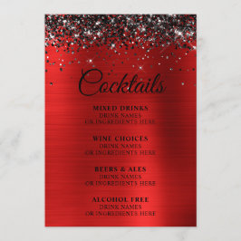 Black Glitter Red Foil Cocktails Pub Meny