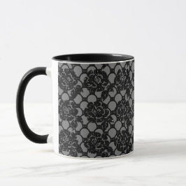 Black glitter romantisk blommigt snöre och grått mugg