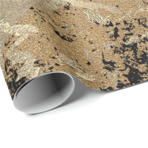 Black Glitter Sepia Guld Marble Stone Metallic Presentpapper