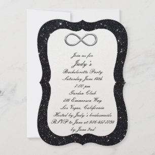 Black Glitter Silver Infinity Bachelorette Party Inbjudningar