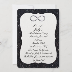Black Glitter Silver Infinity Bachelorette Party Inbjudningar