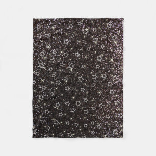 Black glitter stjärnor fleecefilt