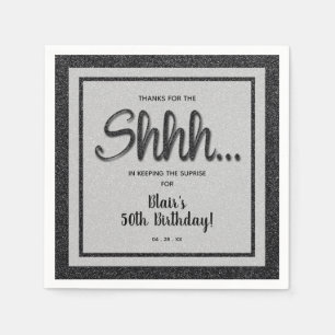 Black Glitter SURPRISE Födelsedagsfest Pappersservett