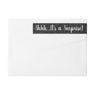 BLACK Glitter SURPRISE Wrap Returetiketter Etikettband