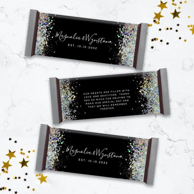 Black Glitter Wedding Favor Candy Pub Wrapper (Skapare uppladdad)