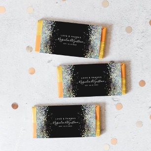 Black Glitter Wedding Favor Candy Pub Wrapper