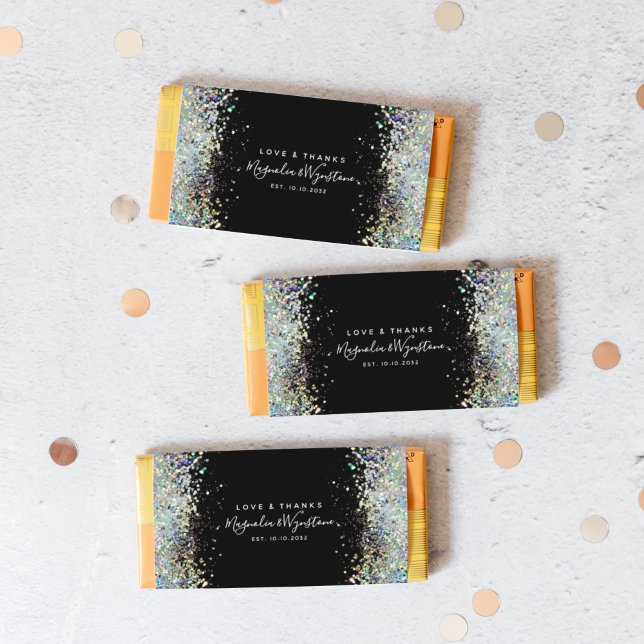 Black Glitter Wedding Favor Candy Pub Wrapper (Skapare uppladdad)