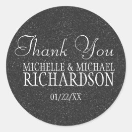 Black Glitter Wedding Favor Runt Klistermärke