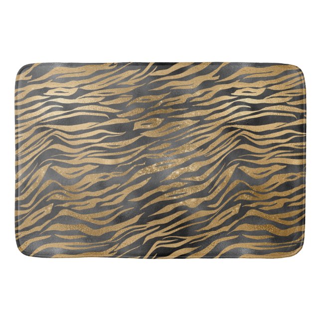 Black Glitz Guld Animal Print Badrumsmatta (Framsidan)