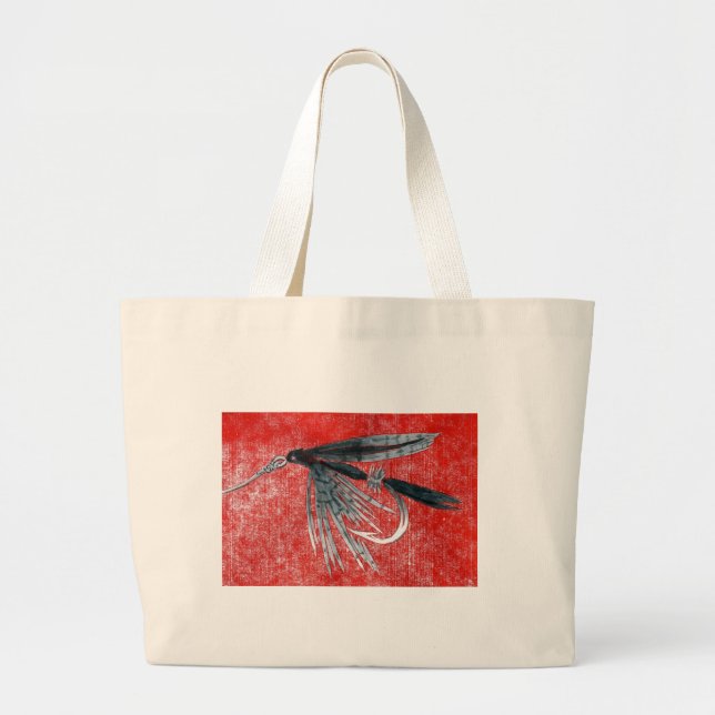 "Black Gnat" Blöt Fly Jumbo Tote Tygkasse (Framsidan)