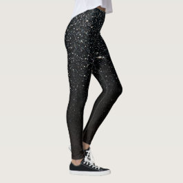 Black Gnistra Faux Glitter Night Himlar Leggings