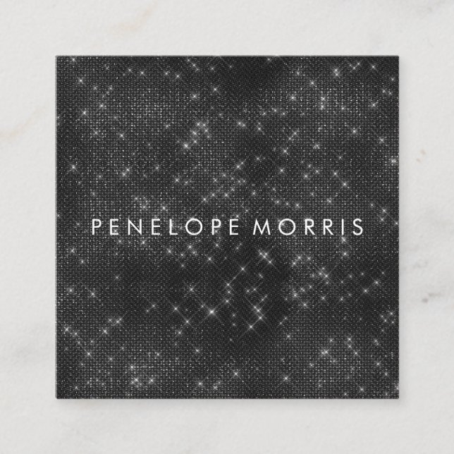 Black Gnistra Glitter Beauty Stylist Fyrkantigt Visitkort (Framsida)