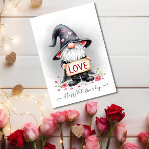 Black Gnome med Kärlek-Valentineser Julkort