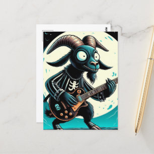 Black Goat Guitar Player Vykort
