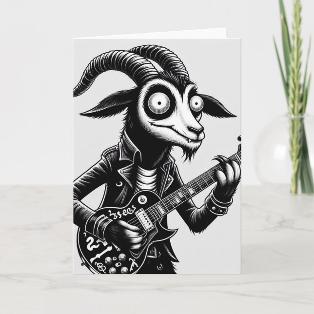 Black Goat Spela Guitar Black and White Kort (Framsida)