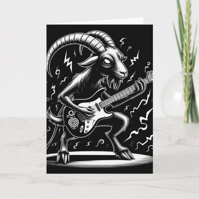 Black Goat Spela Guitar Black and White Kort (Framsida)