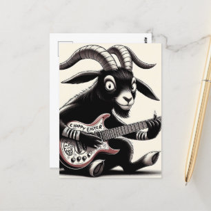 Black Goat Spela Guitar Glad påsk Vykort