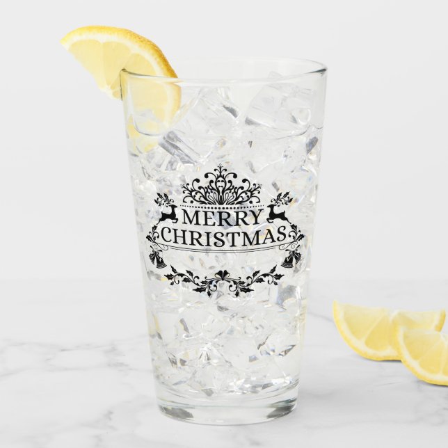 Black God jul Ord Art Glass Tumbler Glaskopp (Framsida Ice)