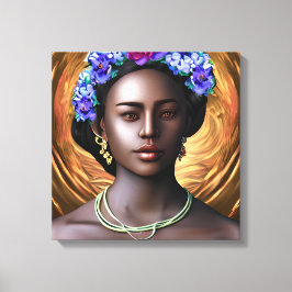 Black Goddess | Afrikansk-amerikansk Woman AI Art Canvastryck
