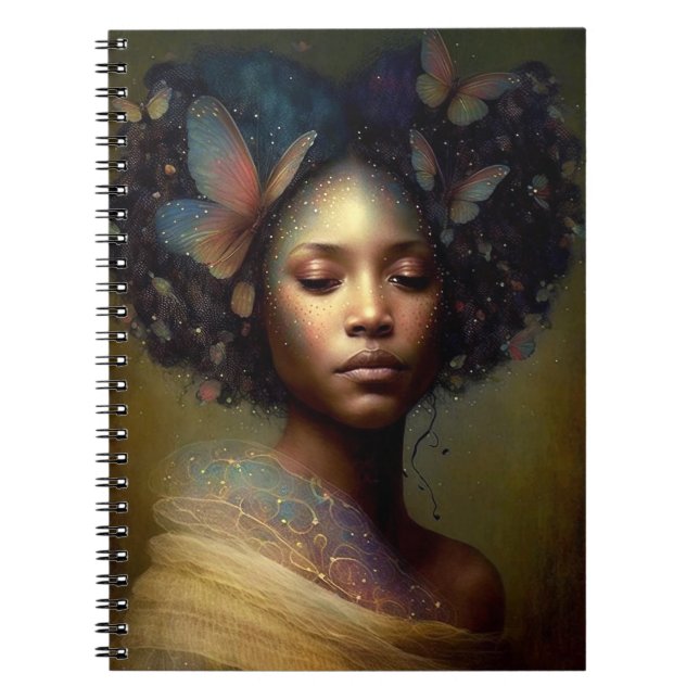 Black Goddess Fantasy Art Anteckningsbok (Framsidan)