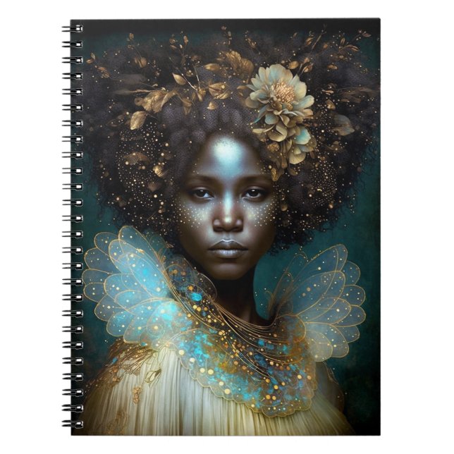 Black Goddess Fantasy Art Anteckningsbok (Framsidan)