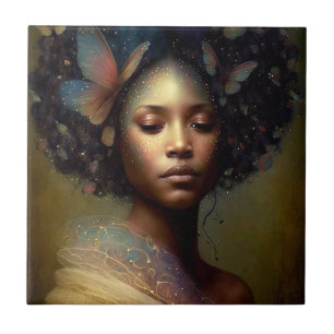 Black Goddess Fantasy Art Kakelplatta