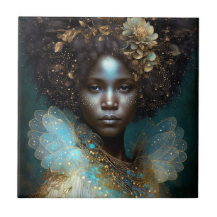 Black Goddess Fantasy Art Kakelplatta