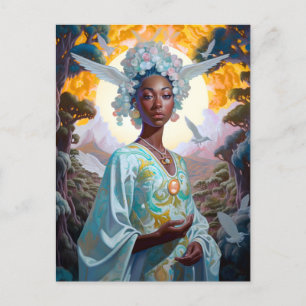 Black Goddess Fantasy Art Vykort