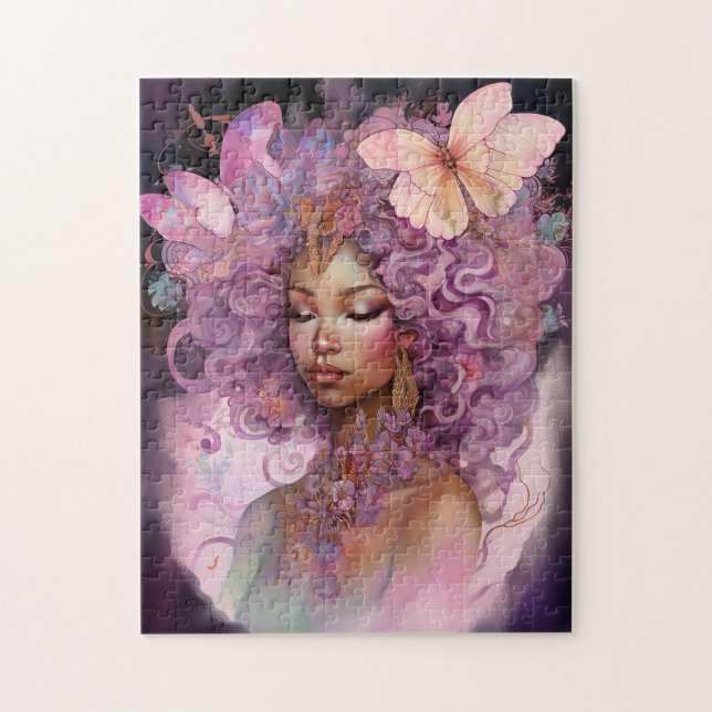 Black Goddess Rosa Lila Fantasy Art Pussel (Vertikal)