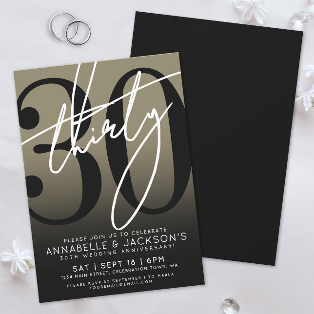 Black Gold 30-årsjubileumfest Inbjudningar (Black Gold 30th Anniversary Party Invitation)