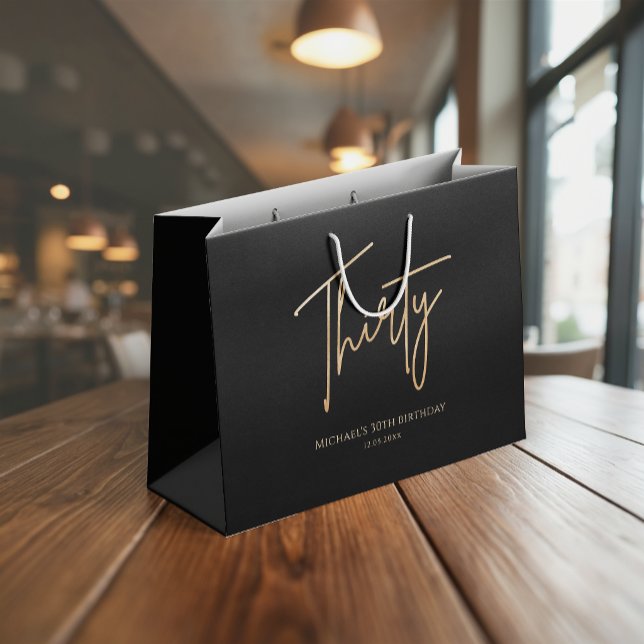 Black & Gold 30th Birthday Party (Black & Gold 30th Birthday Party Large Gift Bag)
