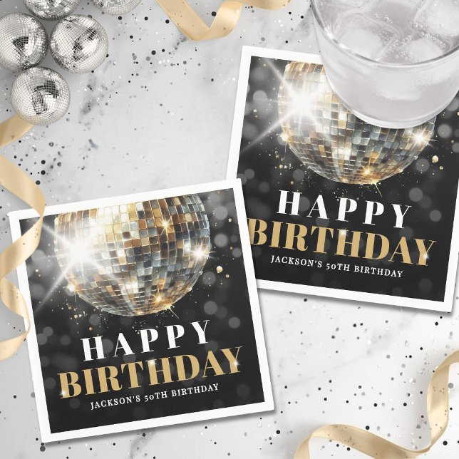 Black Gold 50-årsfest Pappersservett (Black Gold 50th Birthday Party Napkins)