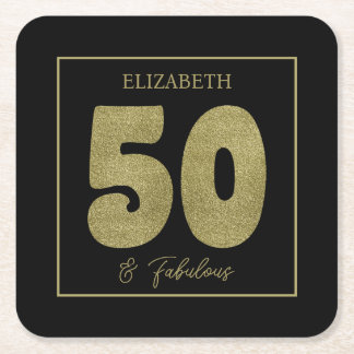 Black Gold 50 & Fabulous Party  Underlägg Papper Kvadrat